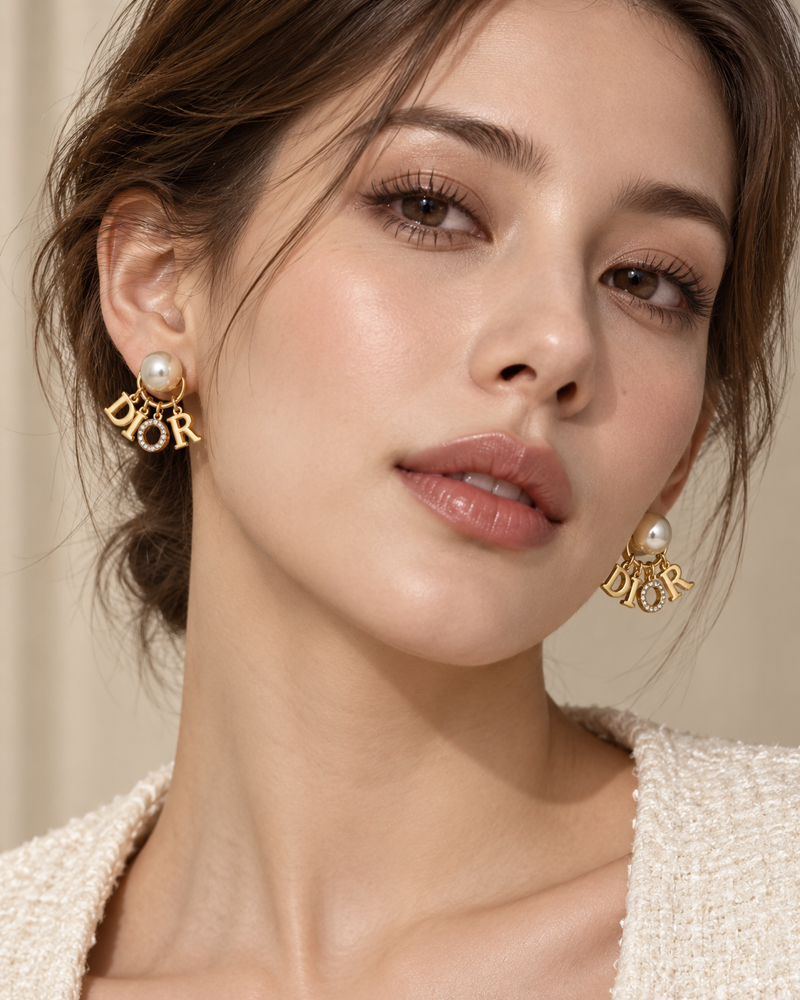 Pearl Letter Charm Earrings