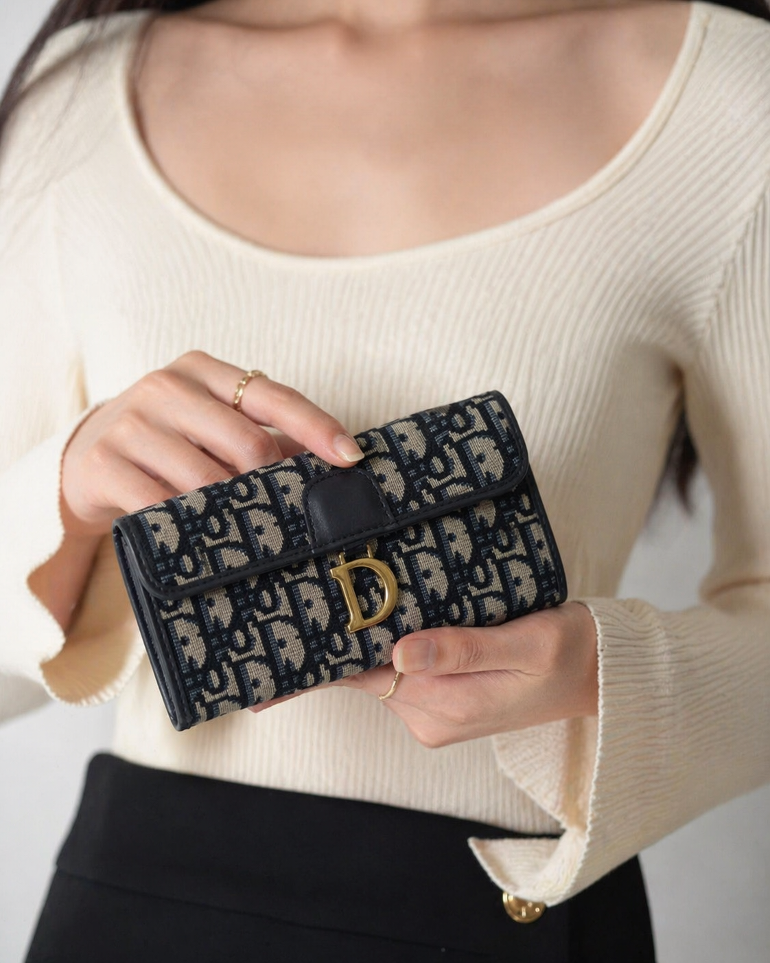 Slim Jacquard Flap Wallet