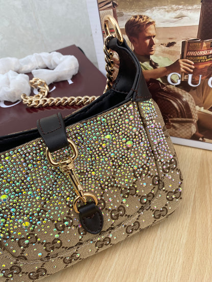 Luxe Crystal Monogram Shoulder Bag