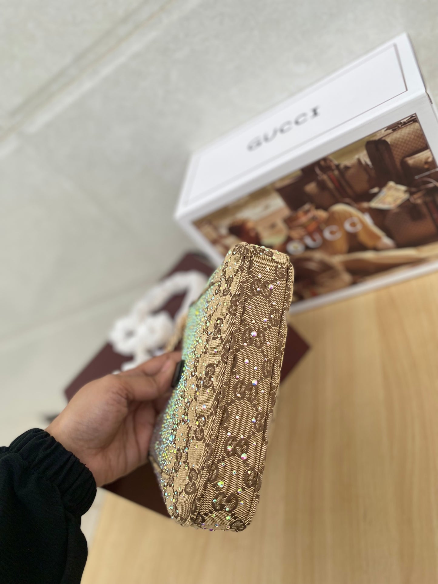 Luxe Crystal Monogram Shoulder Bag