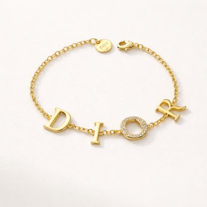 Crystal Letter Gold Bracelet