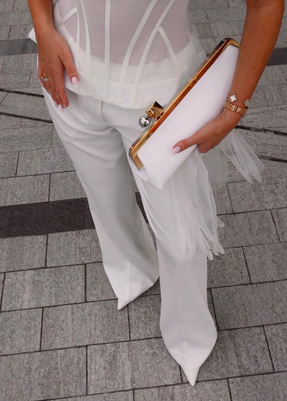 White Frame Shoulder Clutch – Kiss-Lock Evening/Bridal Bag with Top Handle