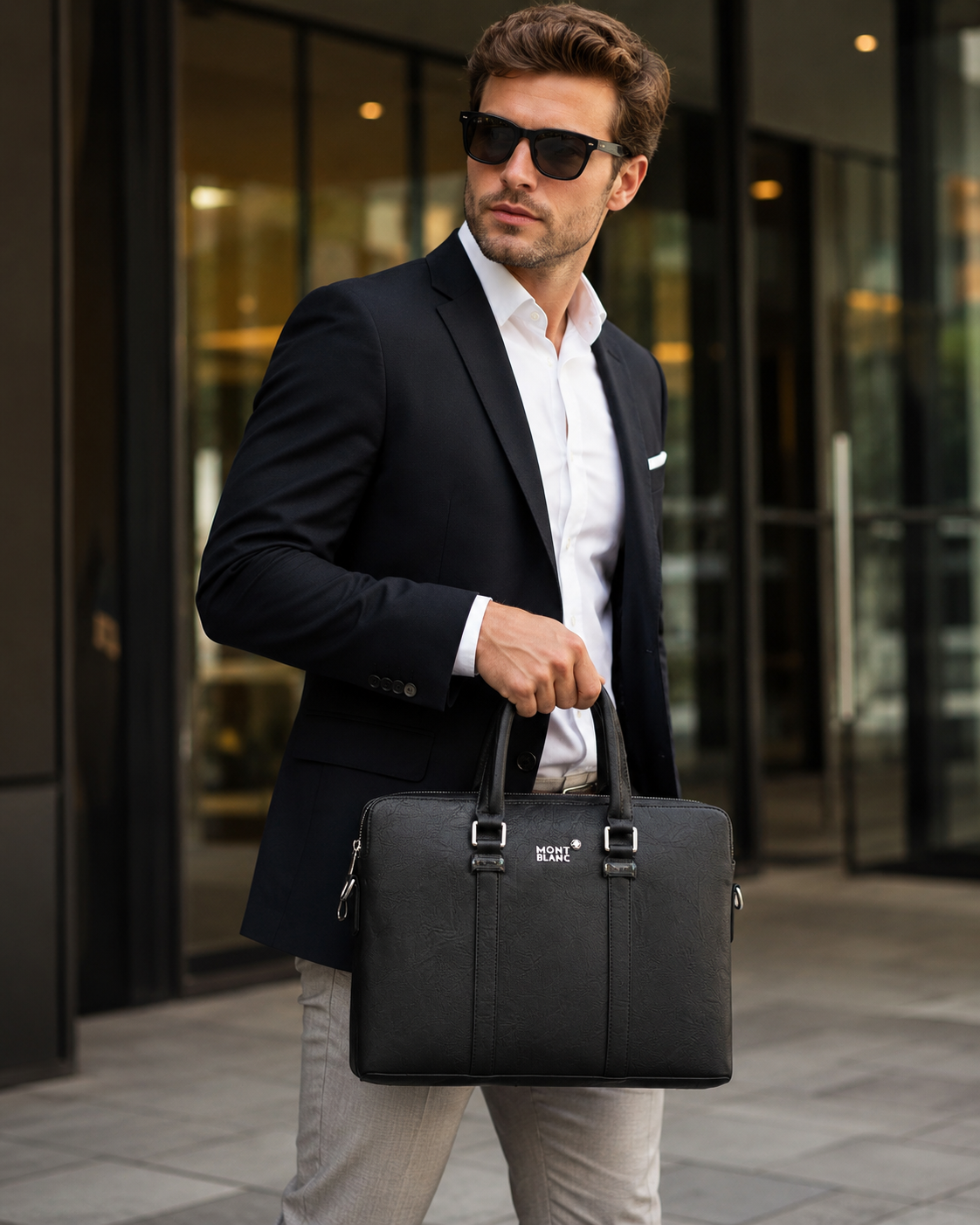 Premium 15" Leather Laptop Briefcase