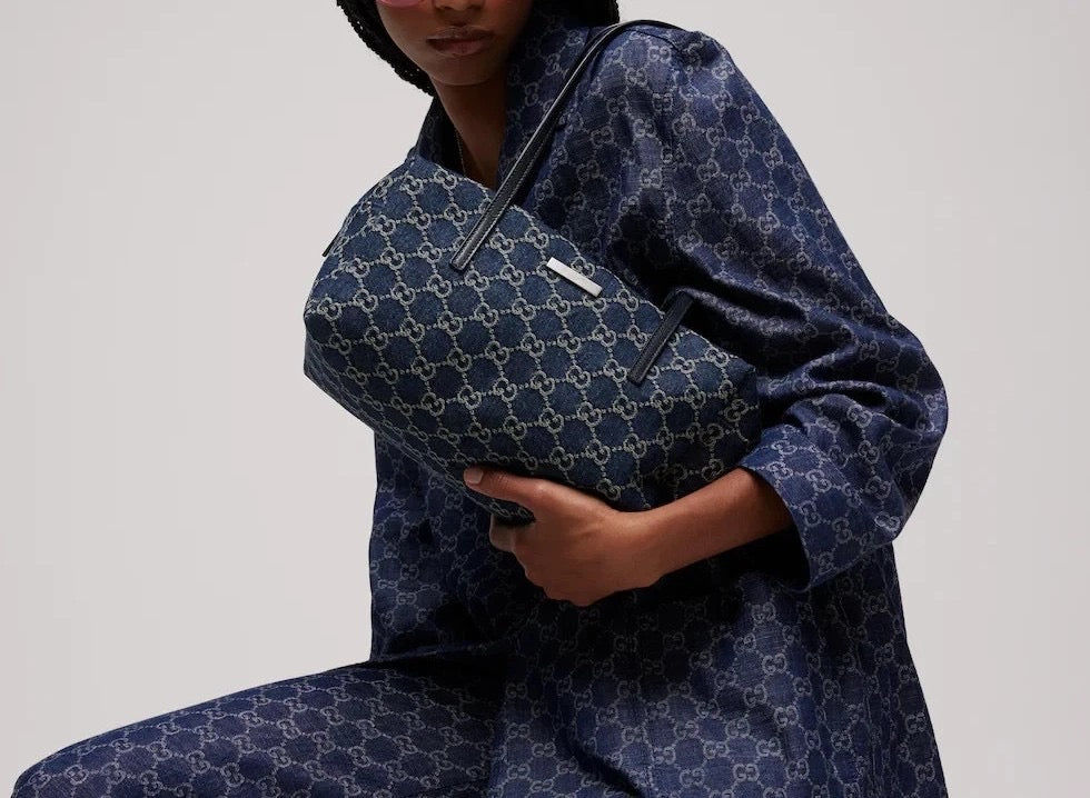 Monogram Denim Shoulder Bag