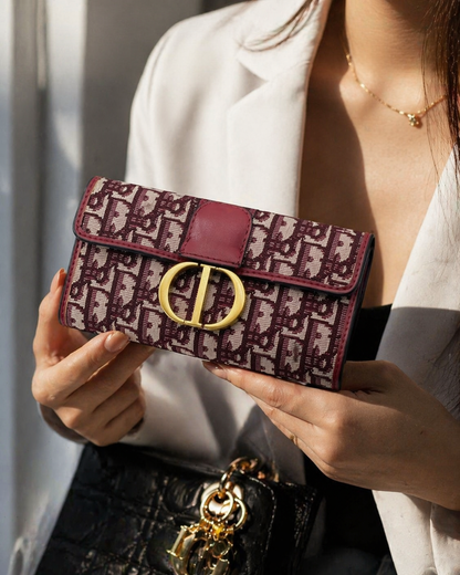 Slim Jacquard Flap Wallet