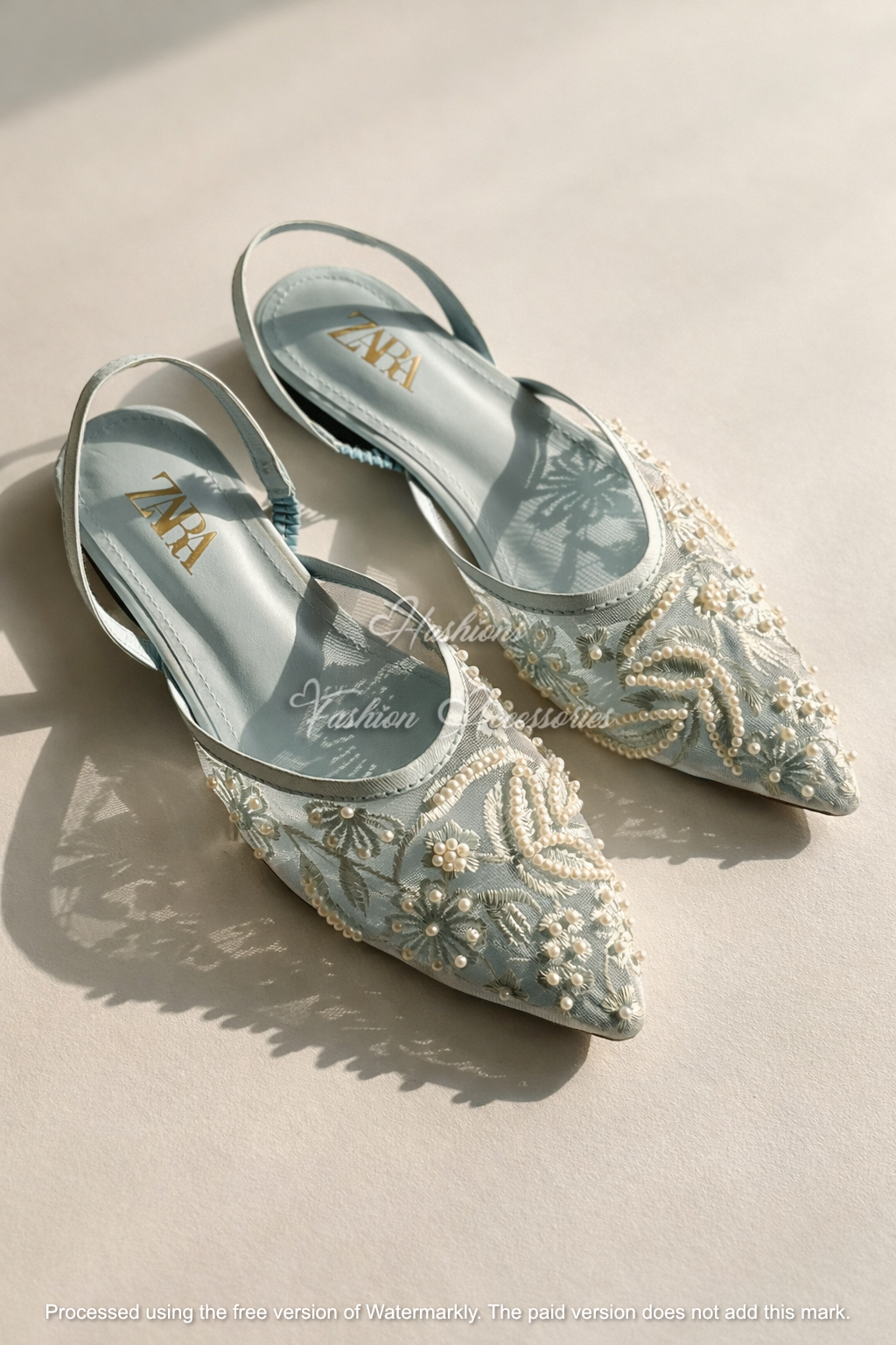 Pointed Toe Embellished Mesh Slingback Flats – Bridal & Evening Shoes