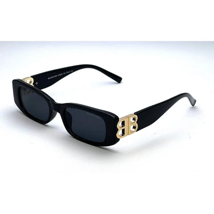 Rectangular Black Sunglasses – Luxury Gold Temple Statement Shades