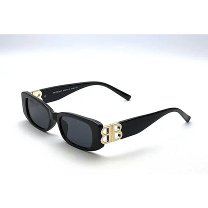 Rectangular Black Sunglasses – Luxury Gold Temple Statement Shades