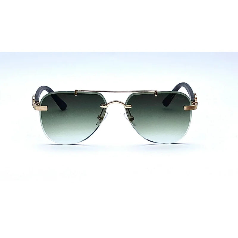 Rimless Aviator Sunglasses for Men & Women – Green Gradient UV400 Luxury Shades