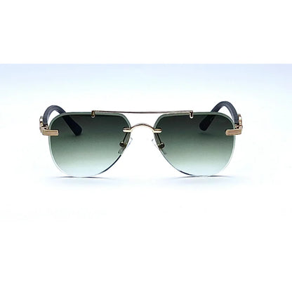 Rimless Aviator Sunglasses for Men & Women – Green Gradient UV400 Luxury Shades