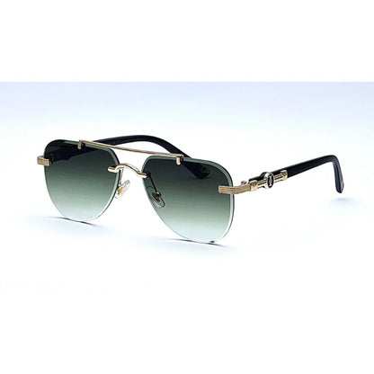 Rimless Aviator Sunglasses for Men & Women – Green Gradient UV400 Luxury Shades