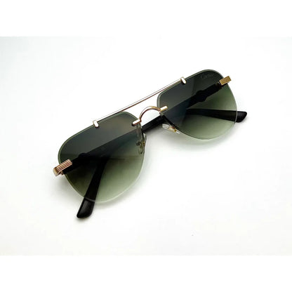 Rimless Aviator Sunglasses for Men & Women – Green Gradient UV400 Luxury Shades