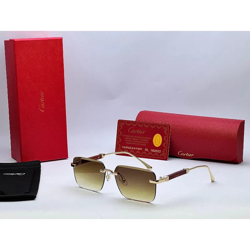 Luxury Rimless Gold Frame Sunglasses – Classic UV400 Shades