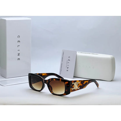 Rectangular Tortoise & Black Sunglasses – Luxury Statement Shades with Gold Accent