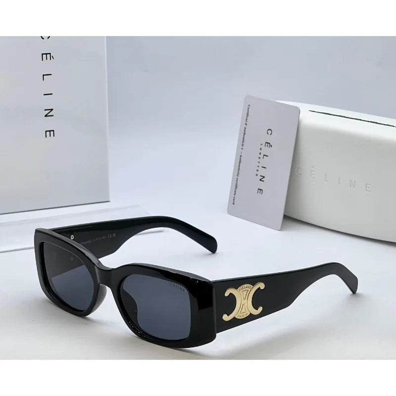 Rectangular Tortoise & Black Sunglasses – Luxury Statement Shades with Gold Accent