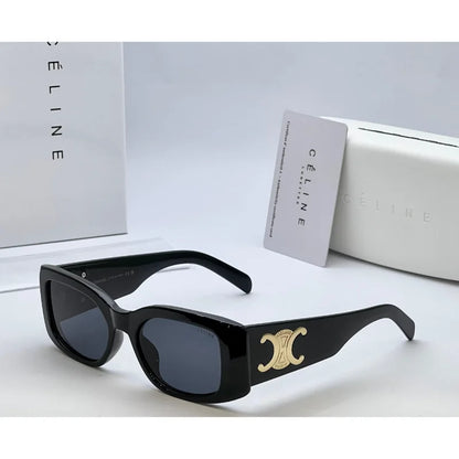 Rectangular Tortoise & Black Sunglasses – Luxury Statement Shades with Gold Accent
