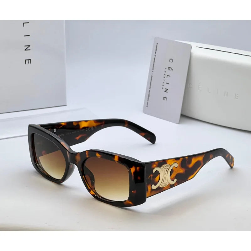 Rectangular Tortoise & Black Sunglasses – Luxury Statement Shades with Gold Accent