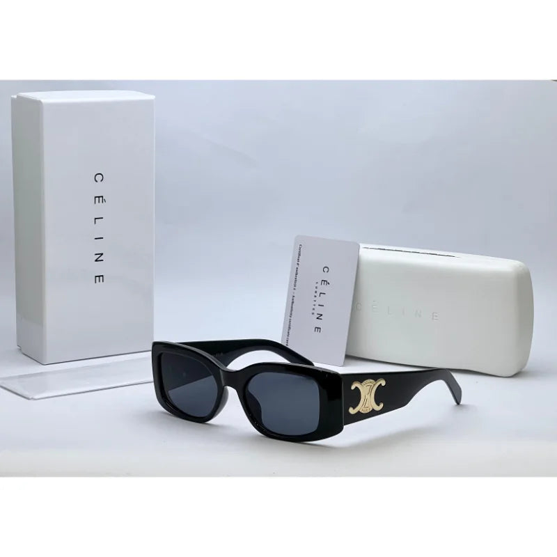 Rectangular Tortoise & Black Sunglasses – Luxury Statement Shades with Gold Accent