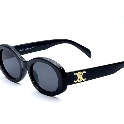 Women’s Rectangular Sunglasses — Black Acetate Frame (UV Protection)