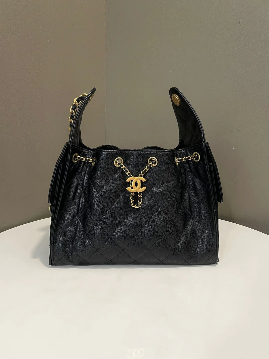 Quilted Caviar Leather Chain Tote – Small (26×30×14 cm) – Pre-Order