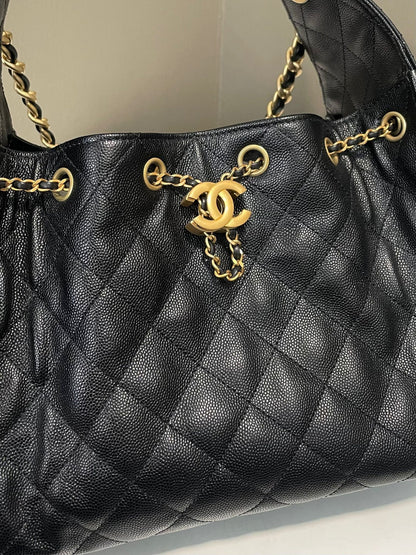 Quilted Caviar Leather Chain Tote – Small (26×30×14 cm) – Pre-Order