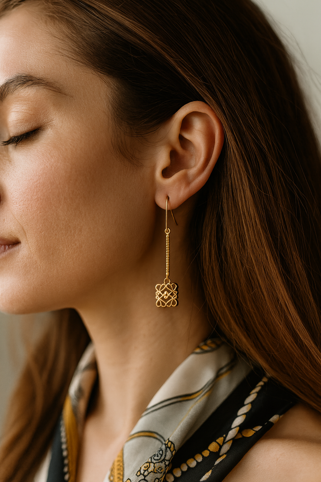 Gold Filigree Drop Earrings | Elegant Long Dangle Earrings for Women