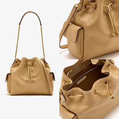 Quilted Drawstring Bucket Bag