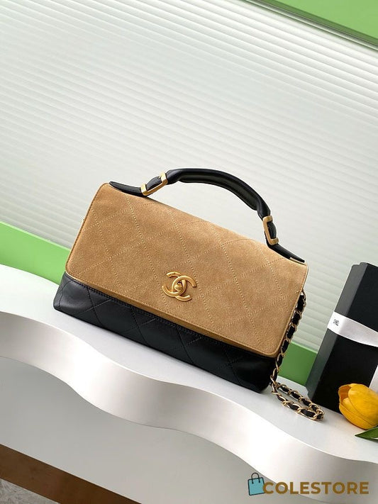 Quilted Suede Top Handle Bag