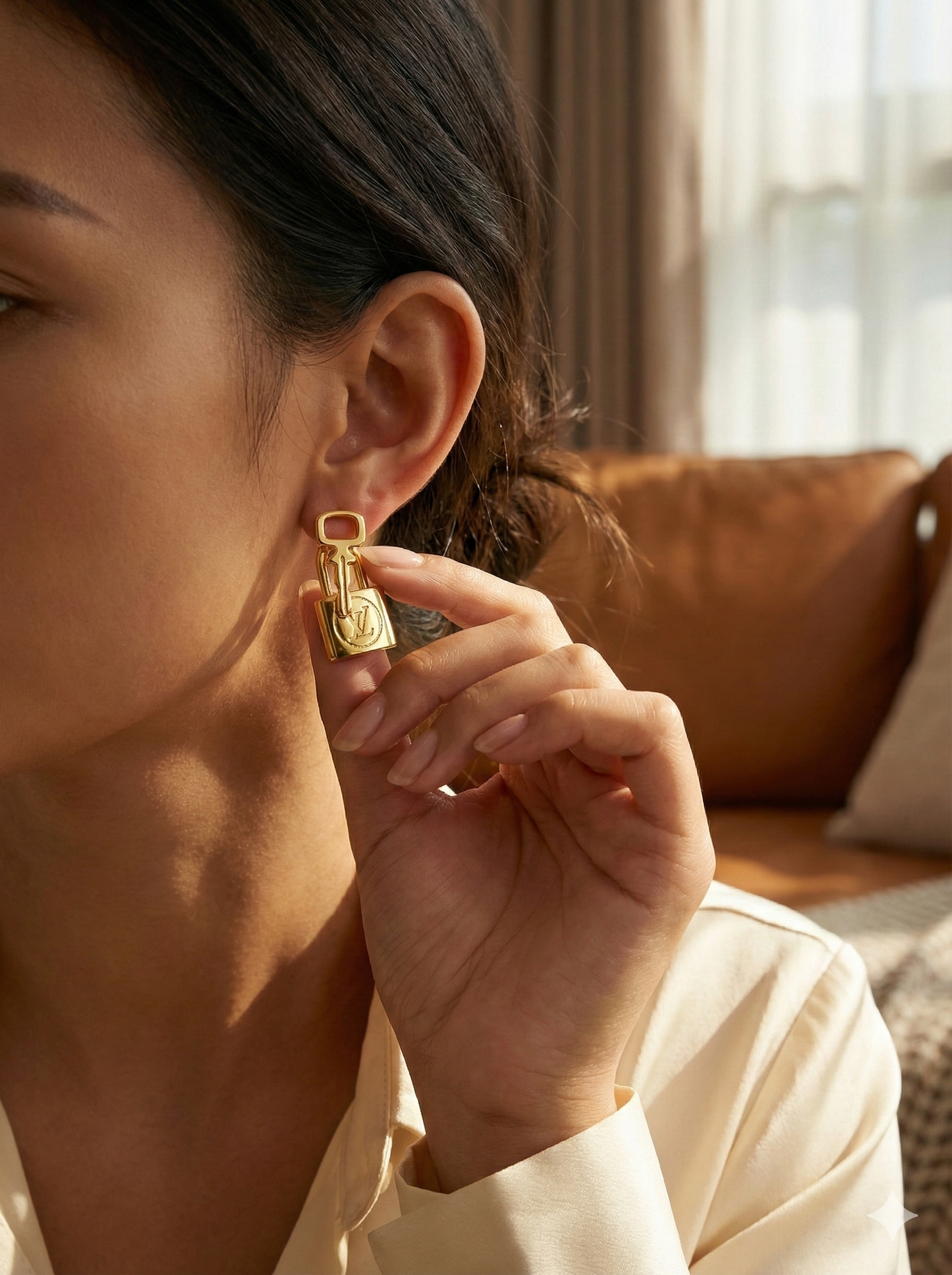 Gold-Tone Lock & Key Stud Earrings for Women | Minimal Statement Jewelry