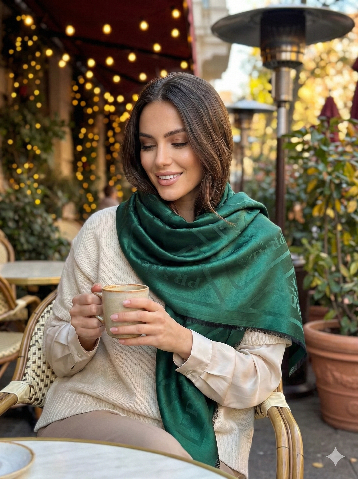 Premium Monogram Silk Scarf for Women – Luxury Soft Satin Wrap