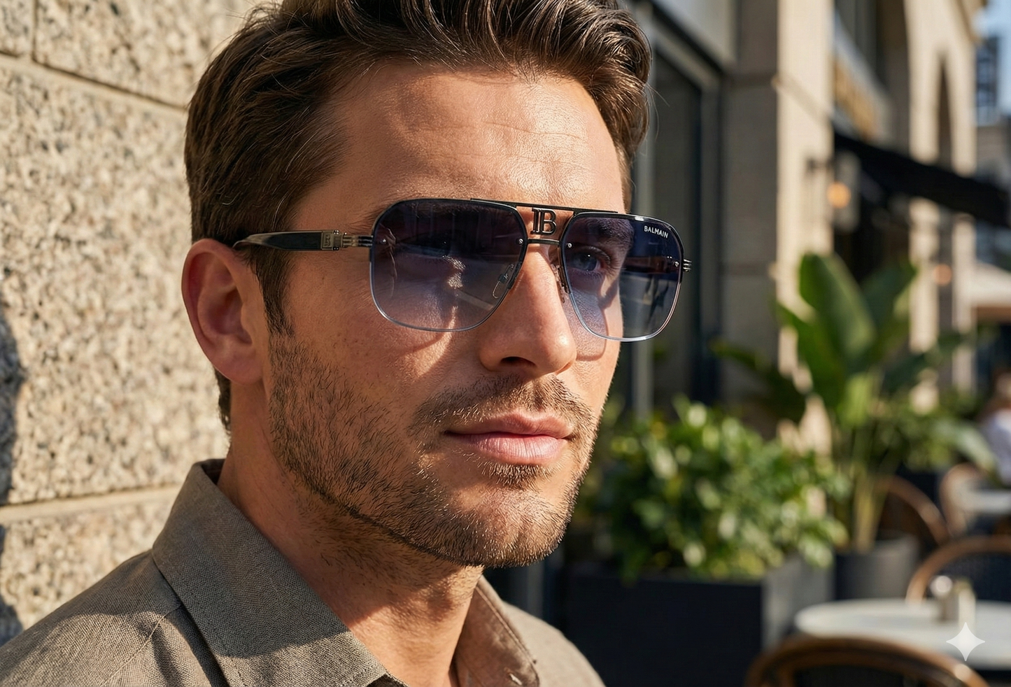 Men’s Square Aviator Sunglasses – Gradient UV Protection Lenses, Premium Metal Frame
