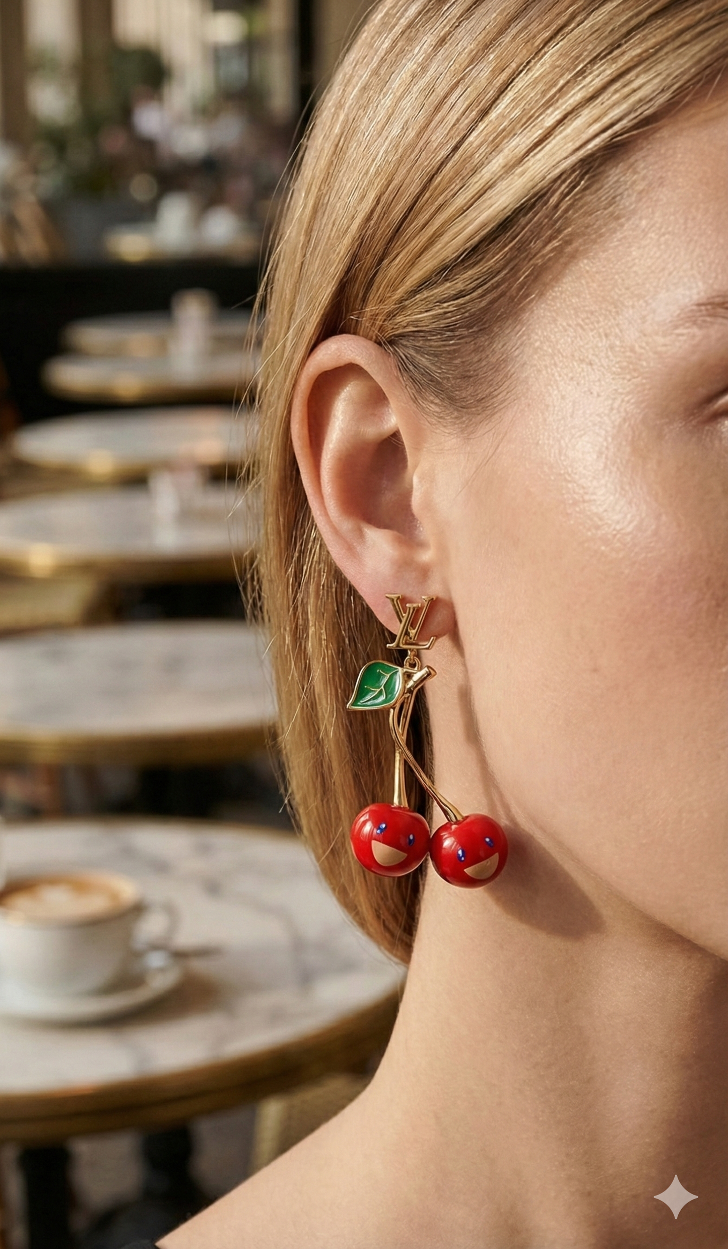 Cherry Drop Earrings for Women – Gold Tone Statement Earrings with Red Cherry Charms