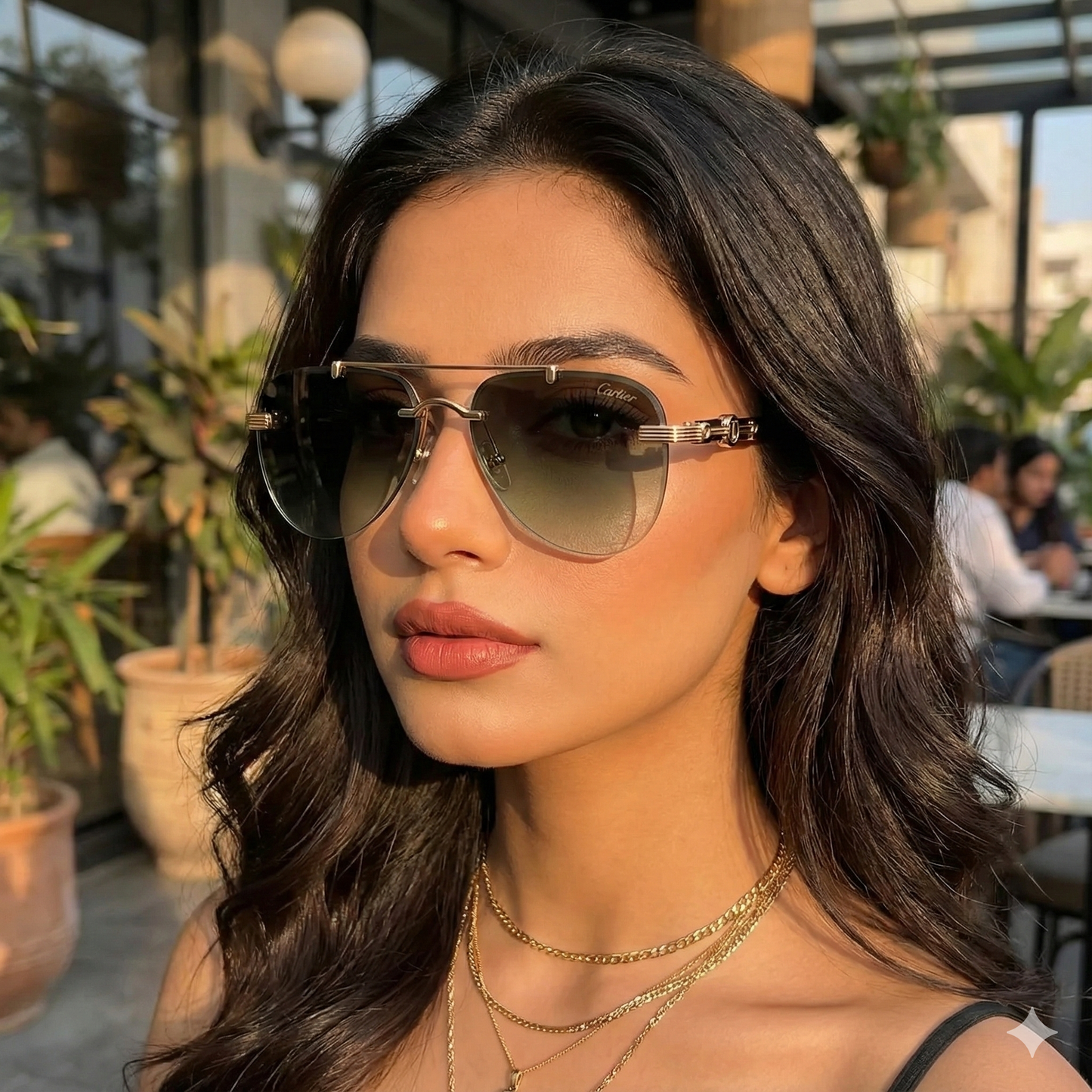 Rimless Aviator Sunglasses for Men & Women – Green Gradient UV400 Luxury Shades