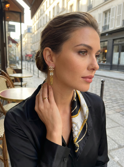 Gold-Tone Crystal Drop Earrings for Women | Elegant Statement Dangle Jewelry