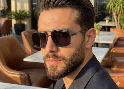 Luxury Square Sunglasses for Men – UV400 Flat Top Metal Frame Premium Shades