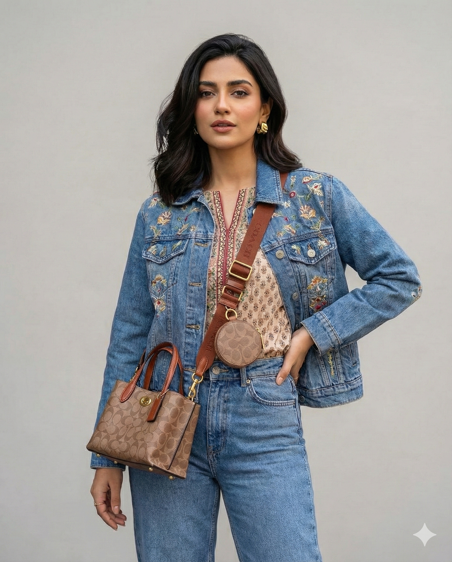 Mini Monogram Top-Handle Satchel – Brown Canvas, Turn-Lock, Detachable Crossbody