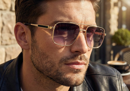 Unisex Square Sunglasses – Gradient UV Protection Lenses, Premium Metal Frame