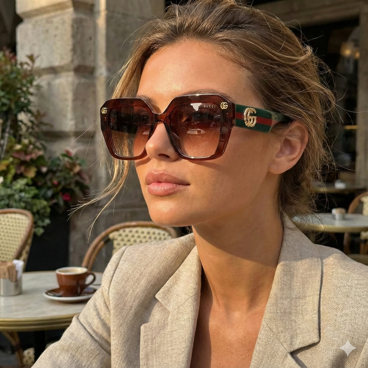 Oversized Square Brown Sunglasses for Women – Gradient UV400 Luxury Fashion Shades