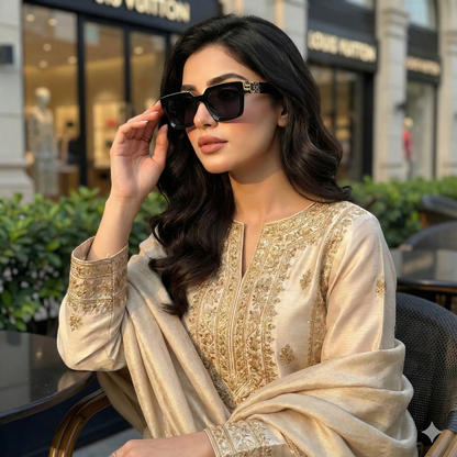 Bold Square Luxury Sunglasses – Gold Accent UV400 Shades for Men & Women