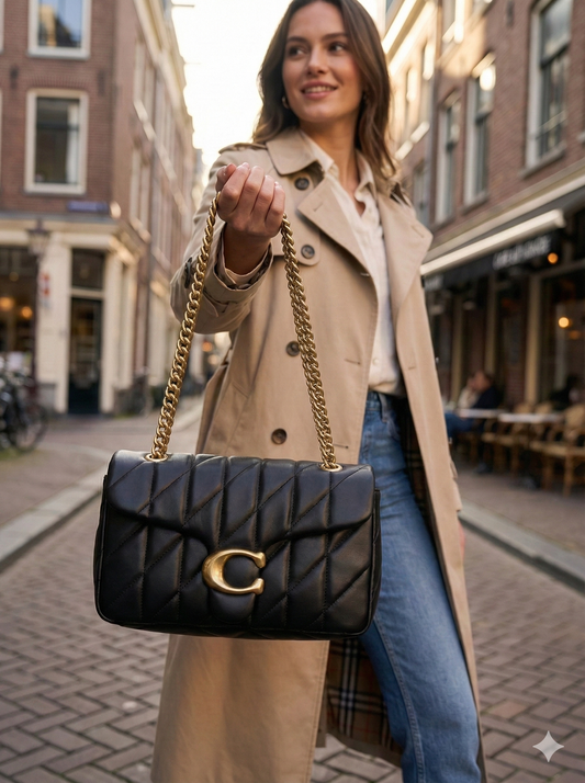 Quilted Chain Flap Shoulder Bag – Convertible Crossbody (Black, Ivory, Taupe)