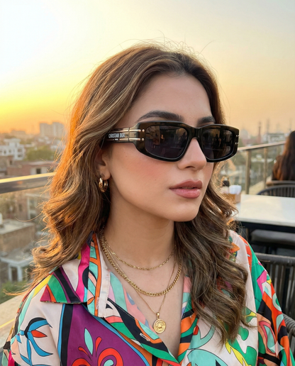 Black Rectangular Sunglasses for Men & Women – Thick Frame UV400 Fashion Shades