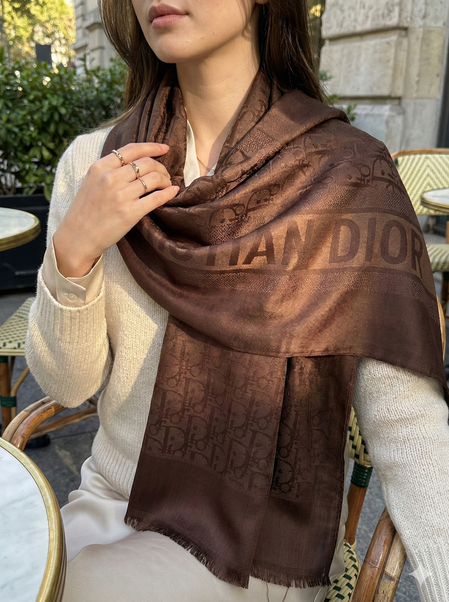 Luxury Monogram Silk Scarf for Women – Premium Soft Shine