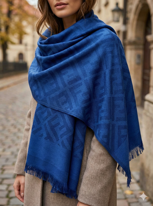 Luxury Geometric Monogram Soft-Weave Pashmina Scarf