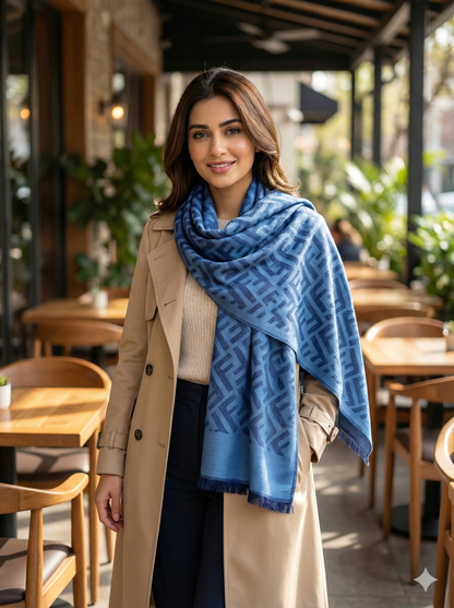 Luxury Geometric Monogram Soft-Weave Pashmina Scarf