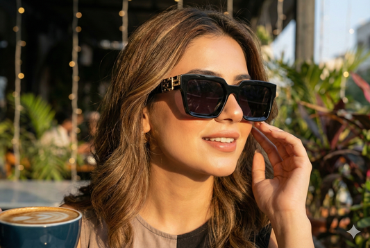 Bold Square Luxury Sunglasses – Gold Accent UV400 Shades for Men & Women