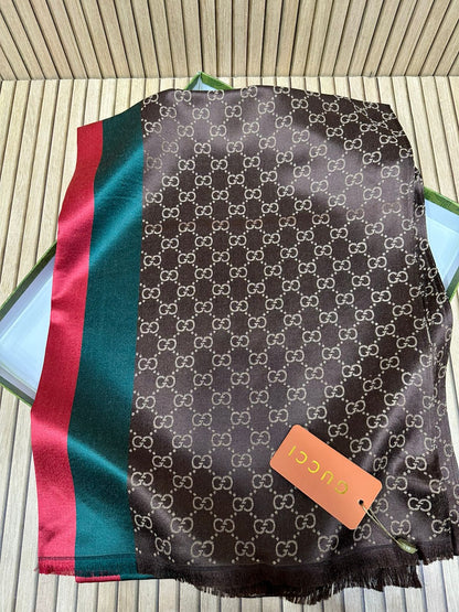 Luxury Monogram Print Silk Scarf for Women – Lightweight Silk Scarf