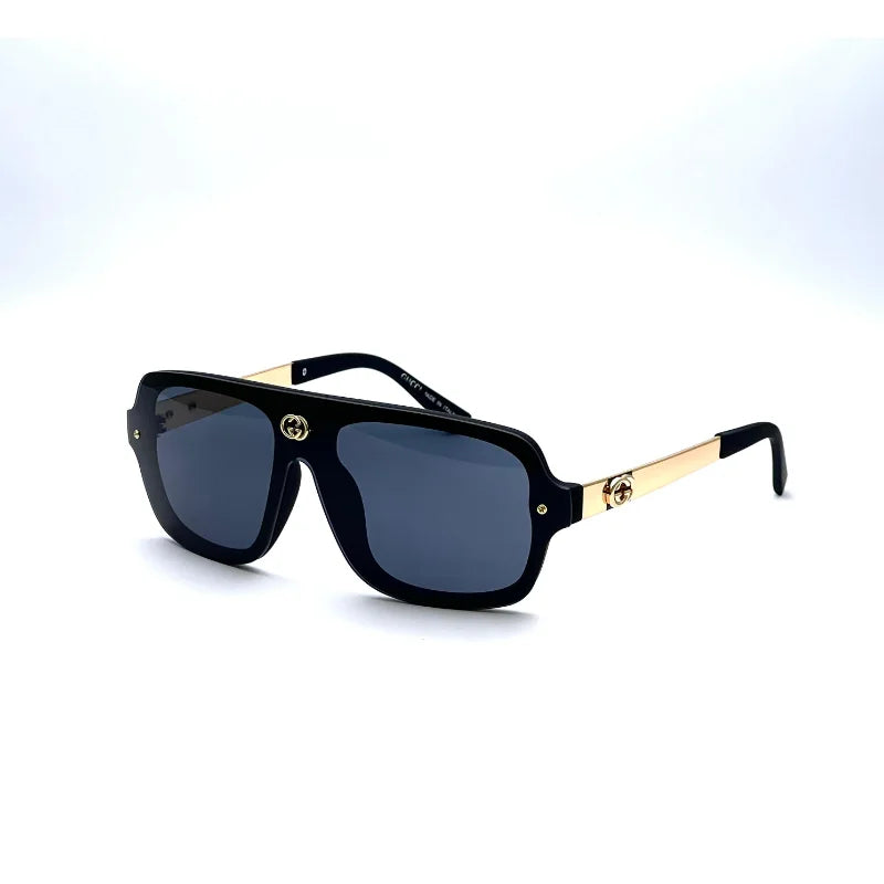 Oversized Shield Sunglasses for Men & Women – Black Gold UV400 Statement Shades