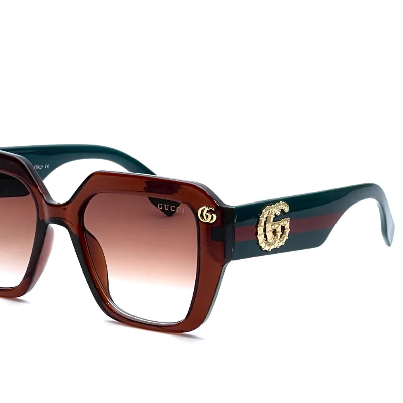 Oversized Square Brown Sunglasses for Women – Gradient UV400 Luxury Fashion Shades