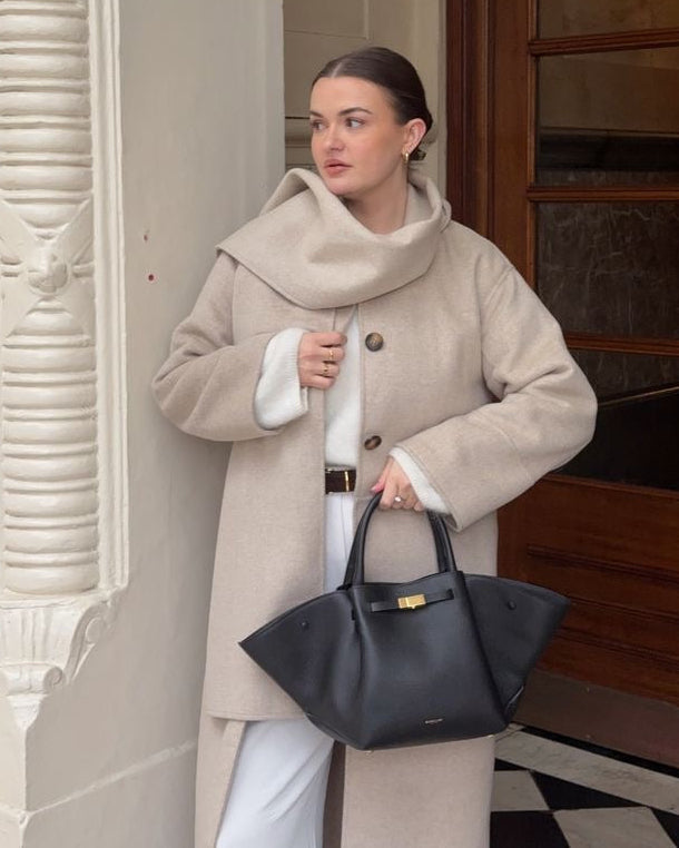 Winged Pebble Leather Tote - Versatile Medium Top-Handle Bag
