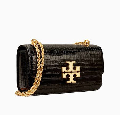Croc-Embossed Chain Shoulder Bag